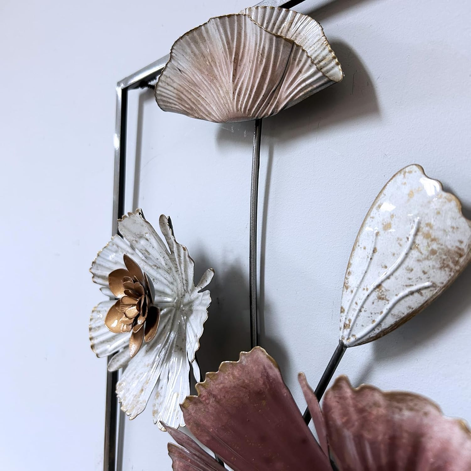 Metal Wall Art,Spring Flowers,50Cm Hanging Framed Wall Arts,3D Flowers Home Garden Decor,Sculpture for Indoor Outdoor, Xmas Gift,Thickness 5Cm image number 6