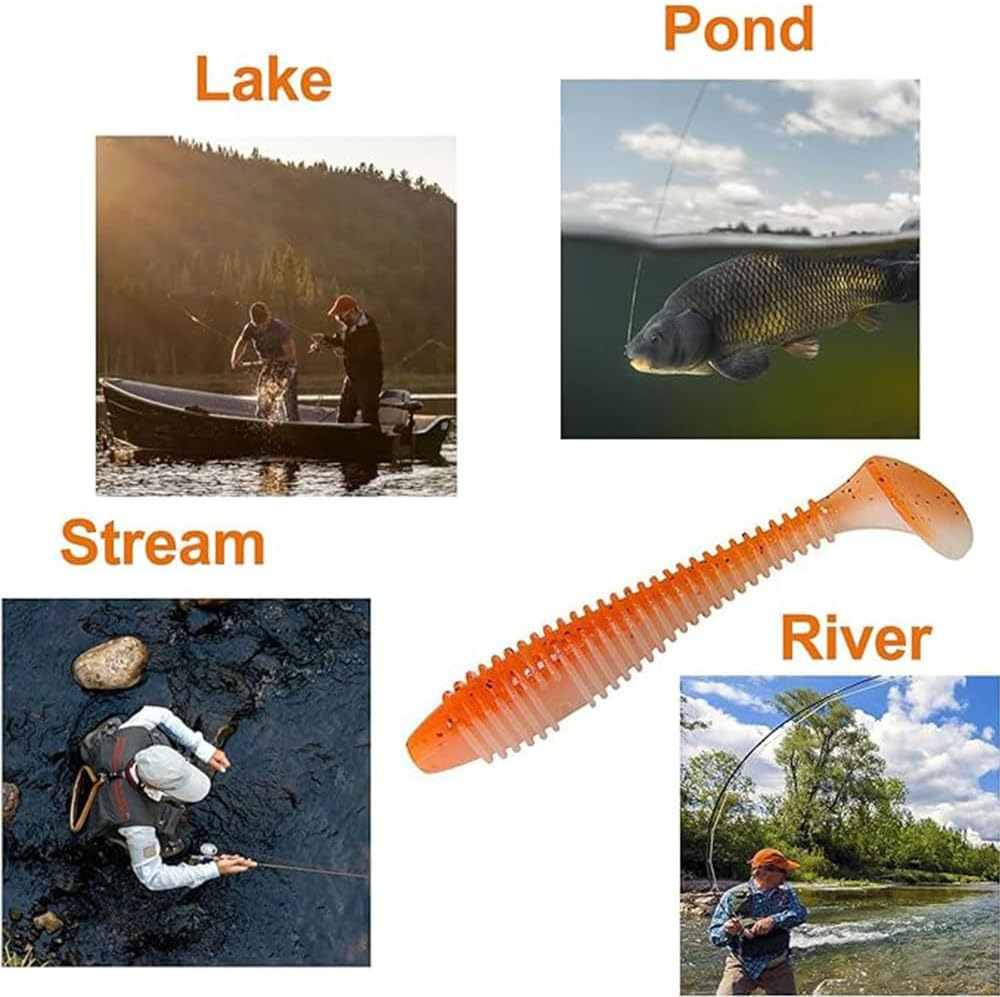 50Pcs Paddle Tail Swim Baits, Durable Soft Plastic Swimbait Paddle Tail Swimbait Soft Fishing Lures,Bass Trout Walleye Crappie Fishing Bait for Saltwater/Freshwater image number 2