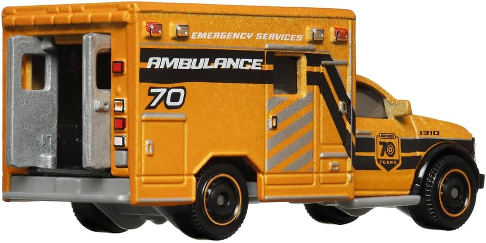 Matchbox Moving Parts 70 Years Special Edition Die-Cast Vehicle - HMV12 ~ Inspired by 2019 Ram Ambulance ~ 5/5 Orange and Black image number 2