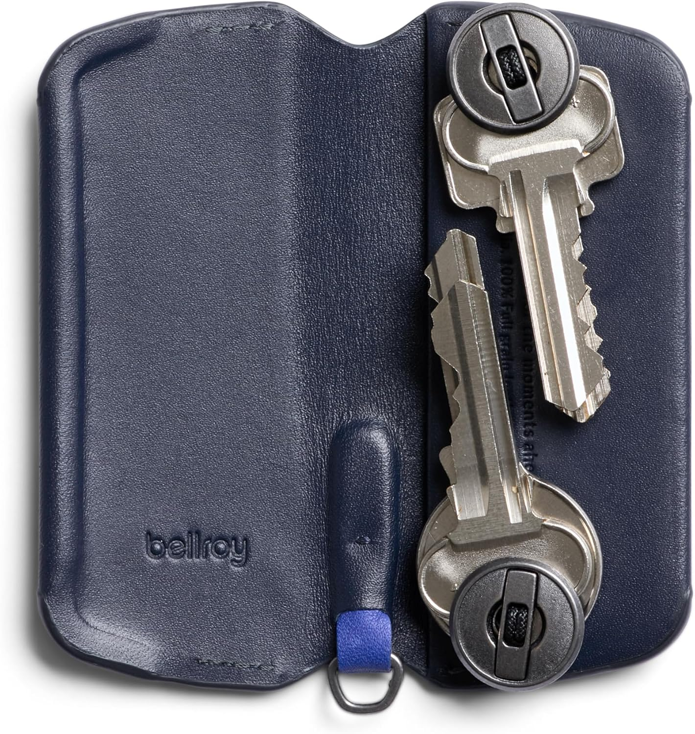Bellroy Key Cover plus &ndash; Third Edition (Leather Key Holder, Holds 4 &ndash; 8 Keys) - Navy - Caramel image number 3