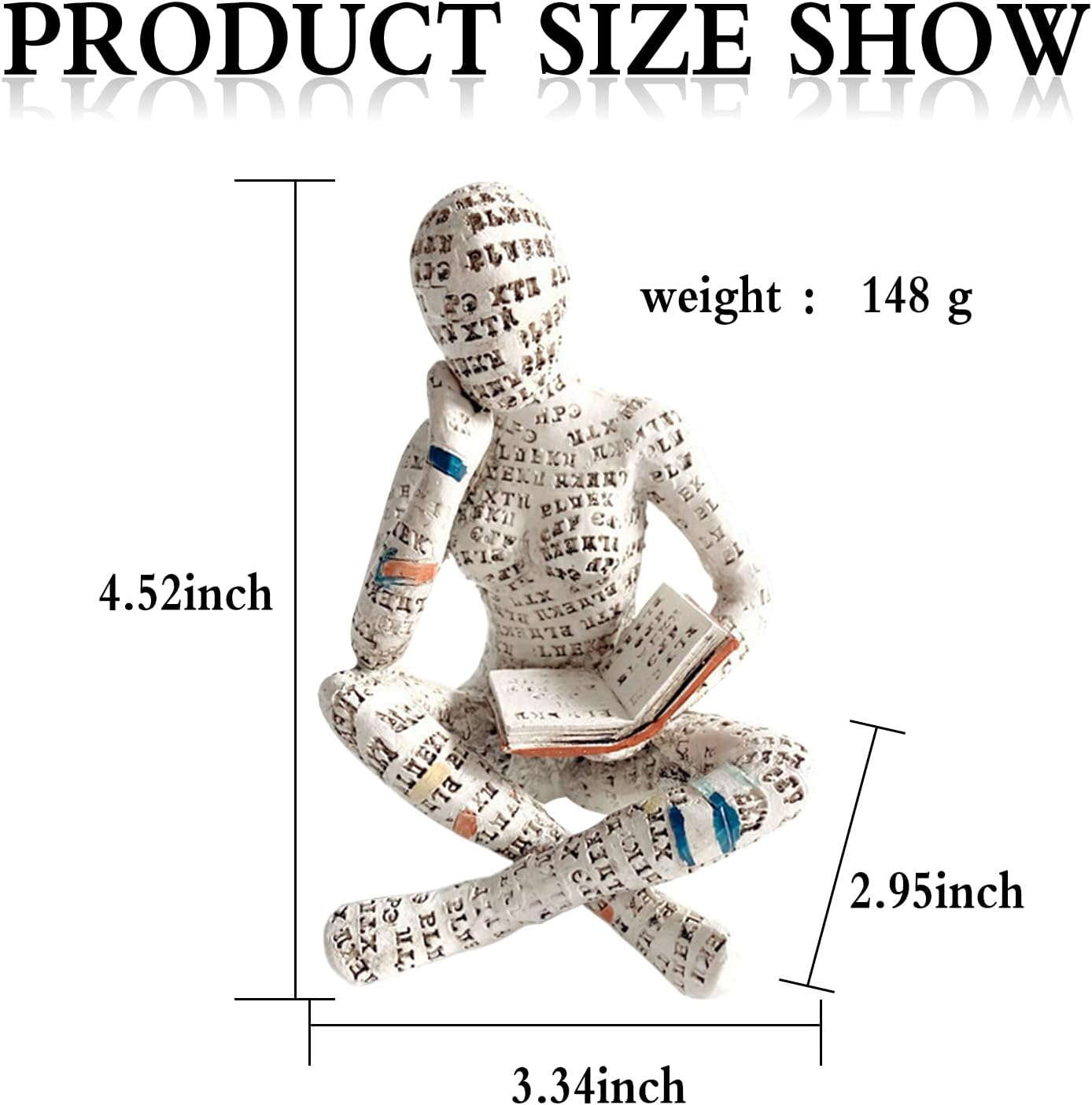 Reading Women Thinker Statue Modern Abstract Art Sculpture, Resin Pulp Reading Collectible Figurines for Home Living Room Office Shelf Decoration image number 5