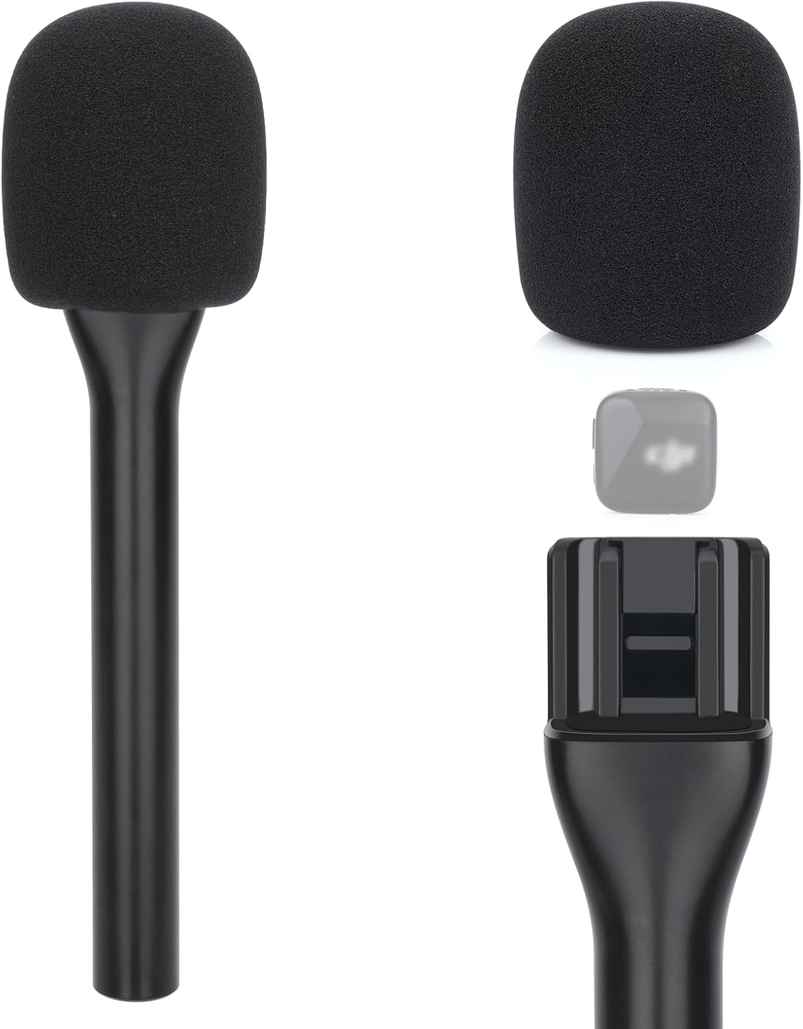 YOUSHARES Mic Holder for DJI Mic Mini, Handheld Interview Microphone Stand for DJI Mini Mic, Handle Adapter for Wireless Lavalier Microphone for Live Streaming, Vlogging, Etc