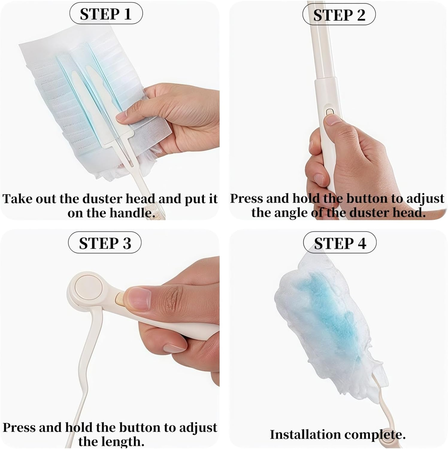 Pack of 2 Replacement Handles, Telescopic Rod, Telescopic Starter Set, One Extended Handle, One Non-Terressed, Adjustable Length, Extended Handle for Duster Refill for Cleaning and Clean image number 4