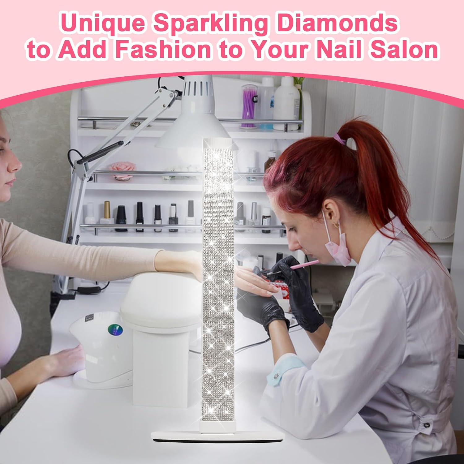 JIUYONG Upgraded Half Moon Light with Phone Holder, 29In Foldable Half Moon Light for Nail Desk, Nail Table Lamp with Stepless Dimming & Color Temperature (Large-29In) image number 5