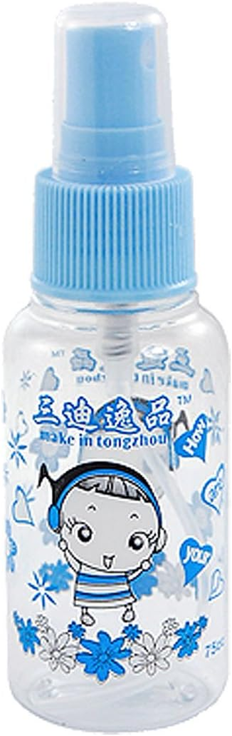 Ruilogod Blue Clear Plastic Girl Print Perfume Liquid Empty Bottle Spray