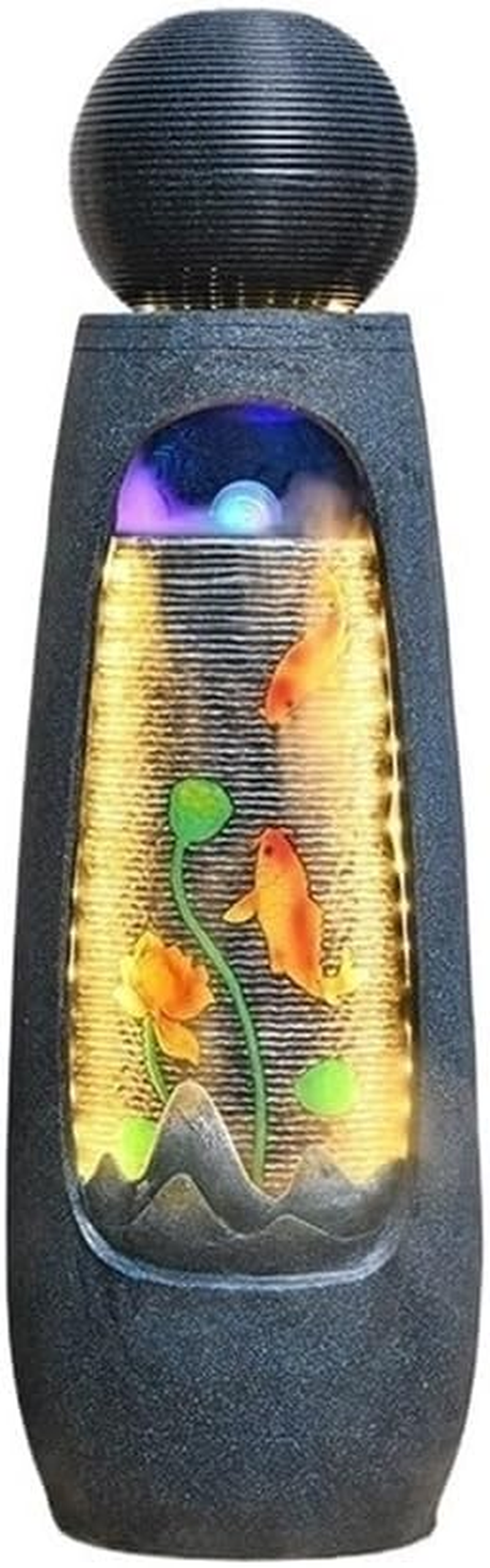 Outdoor Fountain Outdoor Floor Standing Fountain with LED Lights for Porch, Deck, Garden, Backyard