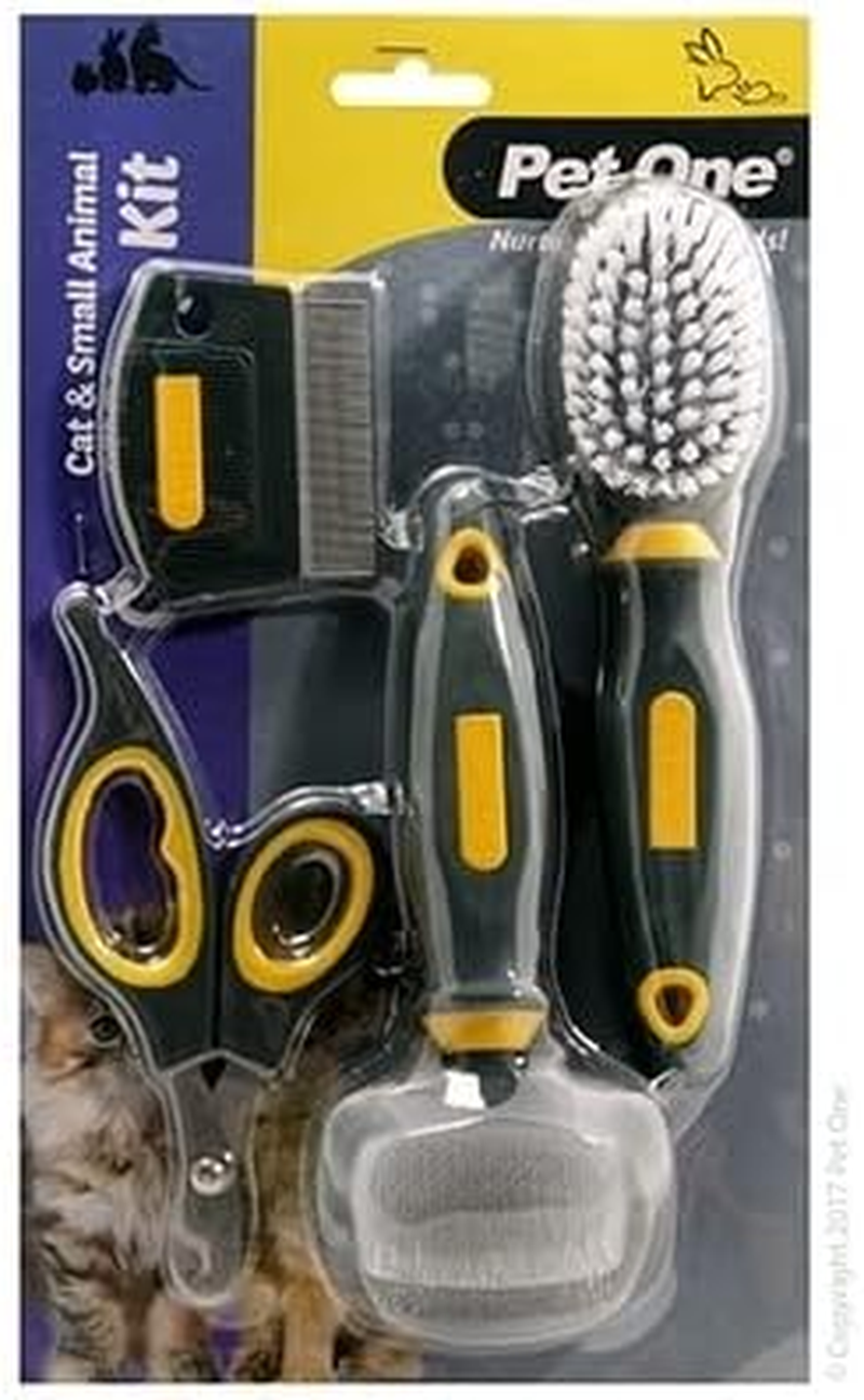 Cat & Small Animal Grooming Care Kit (2 X Brush, 1 X Comb, 1 X Nail Clipper) (Pet One)