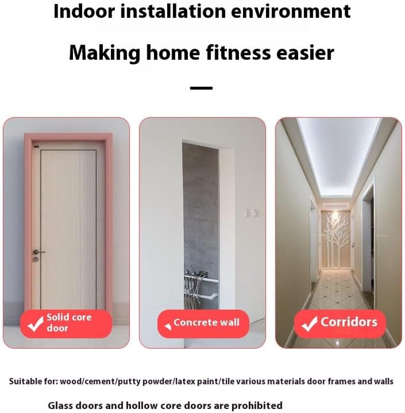 Doorway Pull up Bar with Rings, Pull up Bar for Doorway, Strength Training Chin up Bar without Screws, Adjustable Width Locking Mechanism Pullup Bar with Non-Slip, Doorway Pull up Bar for Home Gym Upper Body Workout image number 3