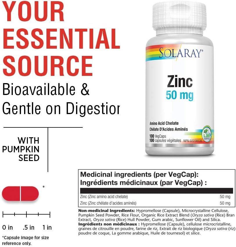Solaray Zinc 50, 50 Mg 100 Capsules image number 2