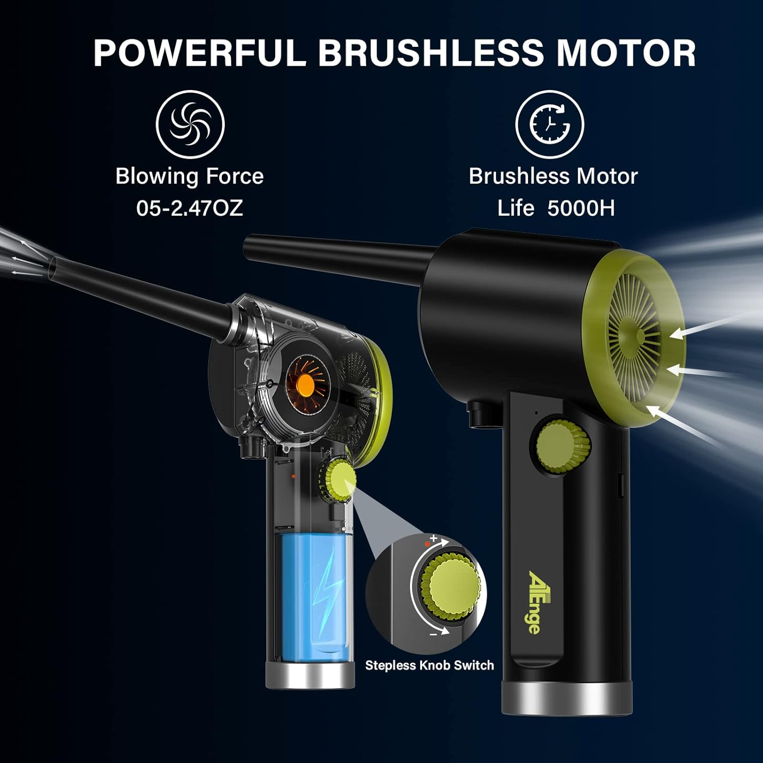 Compressed Air Duster, Electric Air Duster, Handheld Cordless Air Duster, Stepless Speed Motor, 6000Mah Rechargeable Air Blower, Type-C Fast Charge, for Computer, Keyboard, Pet House image number 4