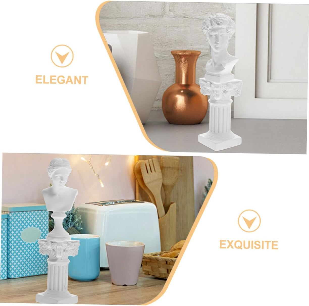 RORPOIR Mini David and Roman Column Resin Sculpture Set Chic Desktop Decoration for Home and Office Unique Collectible Figurines image number 2