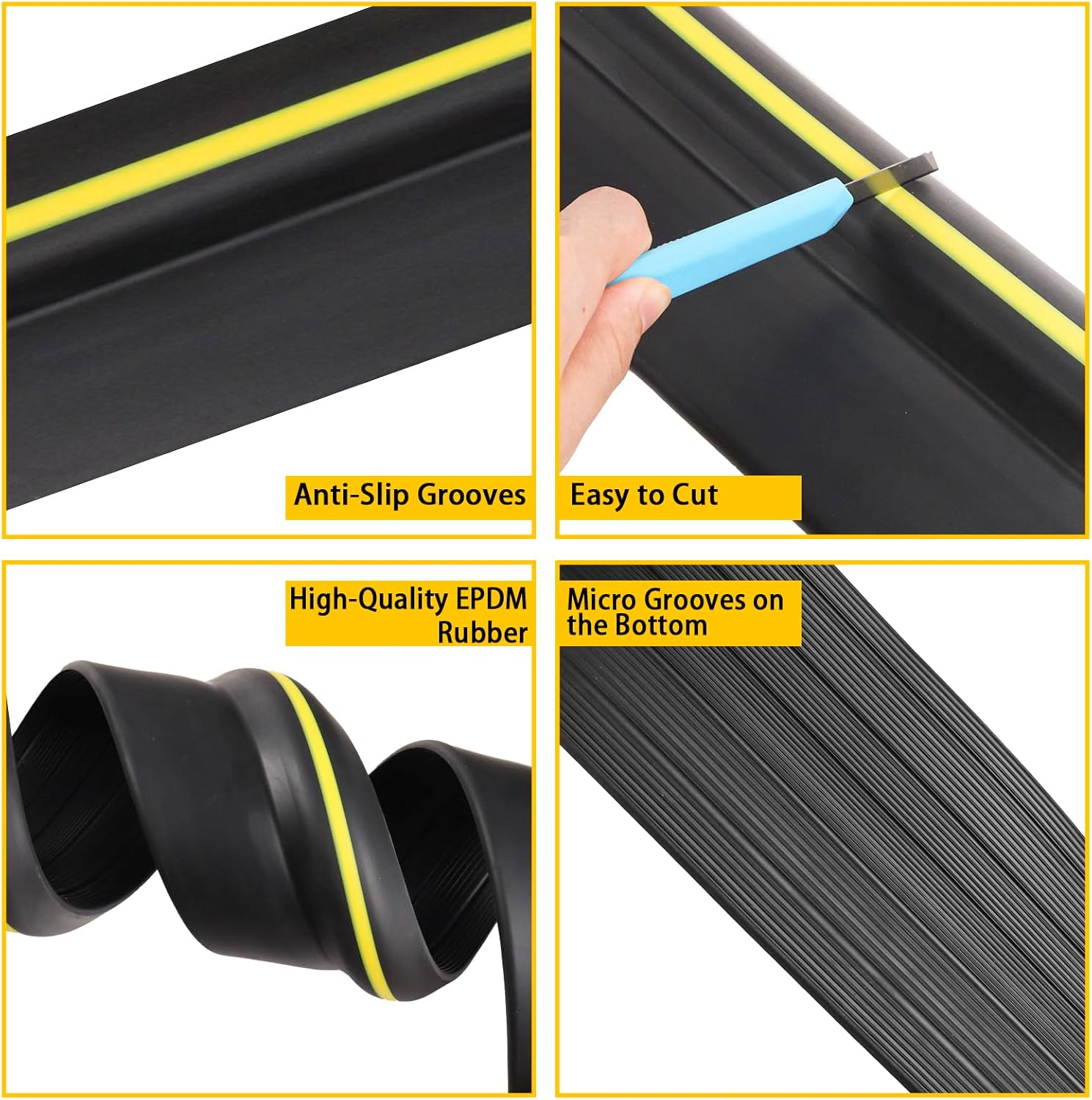10Ft/3M Universal Garage Door Rubber Threshold Strip, Weatherproof Seal Strip DIY Weather Stripping Replacement, Not Include Adhesive/Sealant image number 1