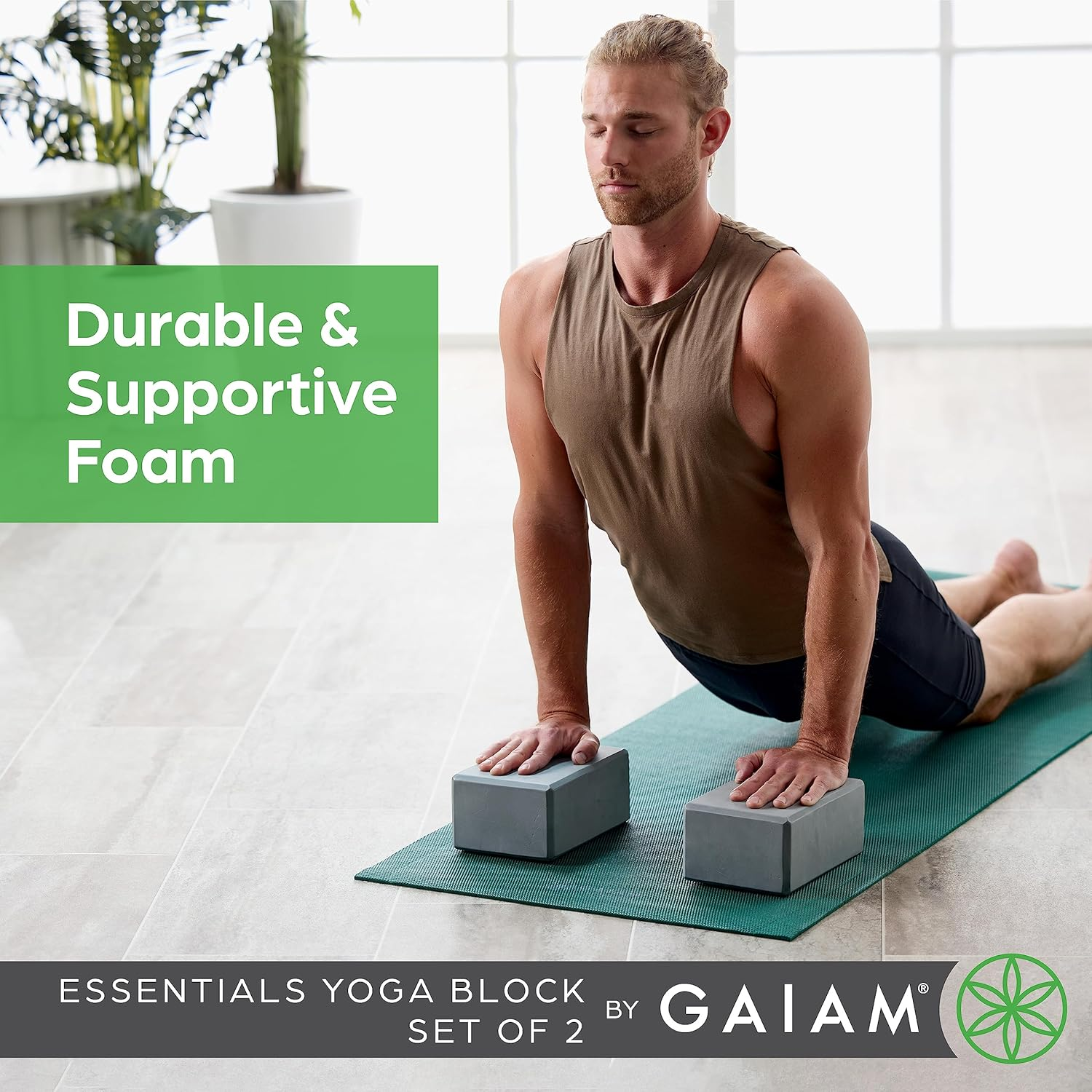 Gaiam Essentials Yoga Block (Set of 2) &ndash; Supportive, Soft Non-Slip Foam Surface for Yoga, Pilates, Meditation image number 3