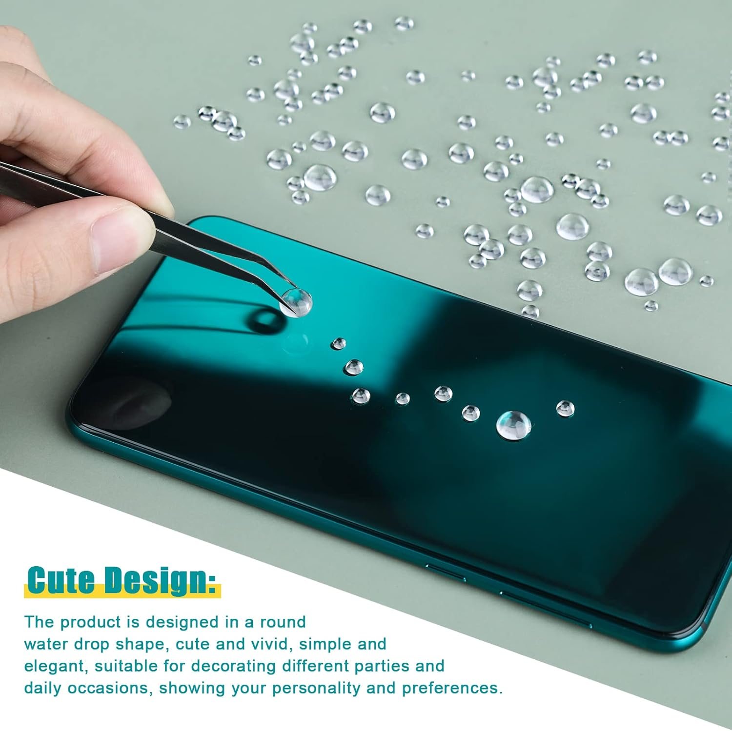 SAVITA 1050Pcs Clear Water Droplets, Simulation Dew Drop Beads Clear Half round Beads Scrapbooking Resin Embellishments for DIY Crafts Card Making Decor Accessories image number 2