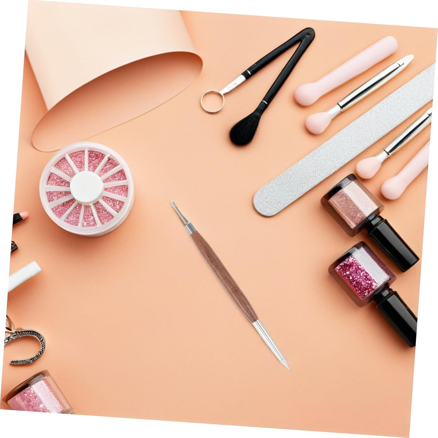 CIYODO 2Pcs Dual Tipped Nail Art Pens with Silicone Heads and Sandalwood Handles Multifunctional Embossing and Gel Scraping Tools for Precise Detailing Japanese Quality Nail Drawing And image number 2