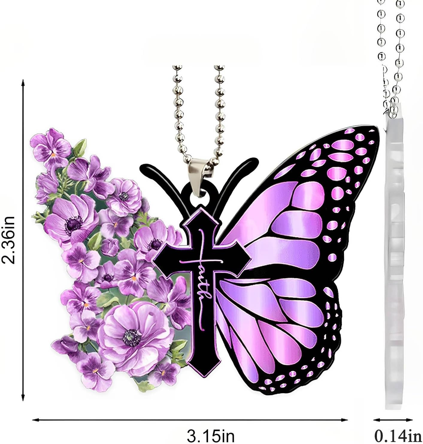 Twpribarn Butterfly Car Hanging Ornament, Hanging Charm Home Decoration Keepsake, Butterfly Car Accessories Pendant for Rear View Mirror Christmas Valentine'S Day Car Gifts for Men Women (Purple) - White image number 2