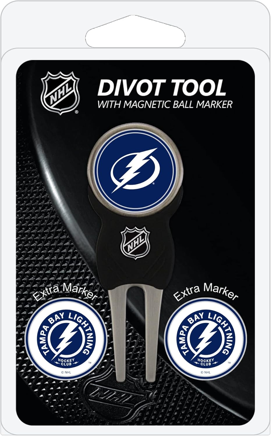 Team Golf NHL Divot Tool with 3 Golf Ball Markers Pack, Markers Are Removable Magnetic Double-Sided Enamel