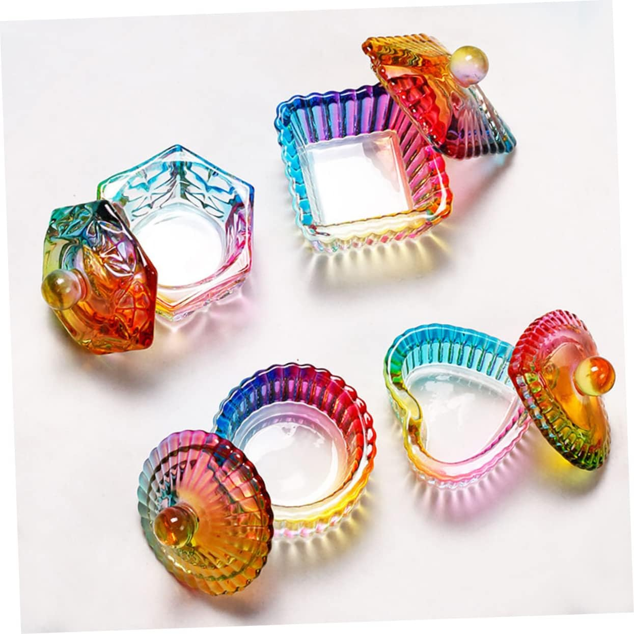 CANIGHT Manicure Cups Glass Dishes Nail Art Nail Grinder Dappen Dish Color Plated Crystal Set image number 6