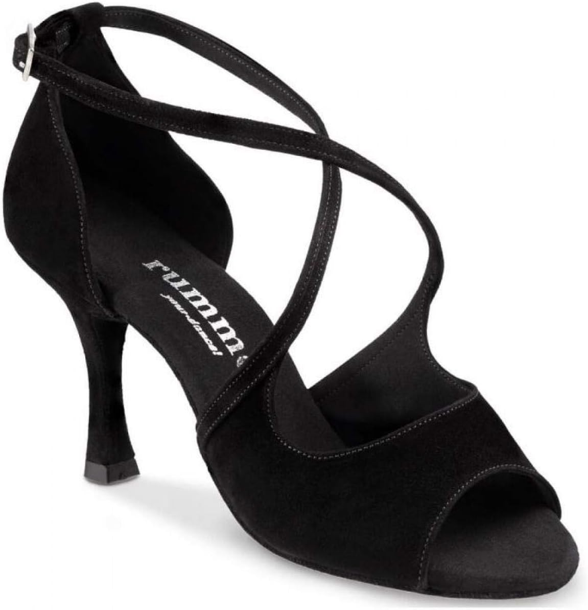 Rummos Women'S Dance Shoes R545 Nubuck Black Medium (Normal) 7 Cm Flare Heel Made in Portugal image number 2