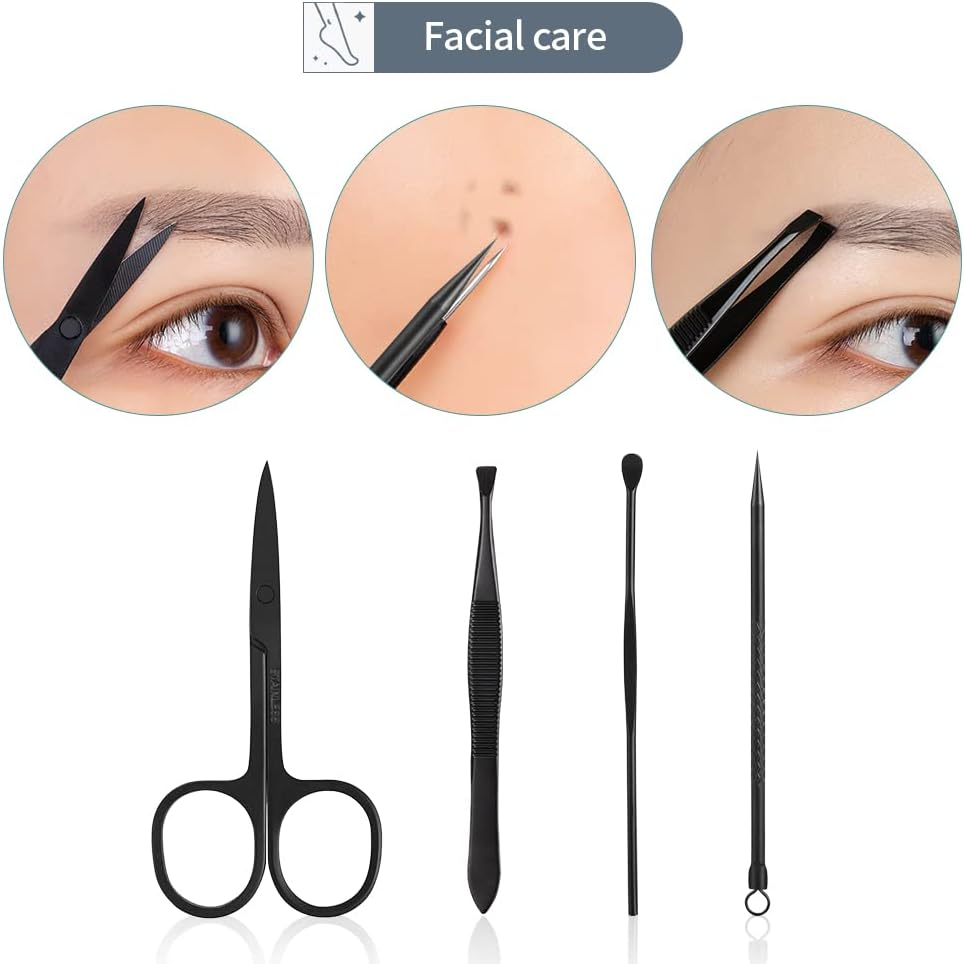 Small Travel Manicure Set for Men and Women, Nail Set, Perfect for Foot and Fingernails, Professional Nail Care Set in Vegan Fabric Case, Perfect for Men and Women, Grey image number 2