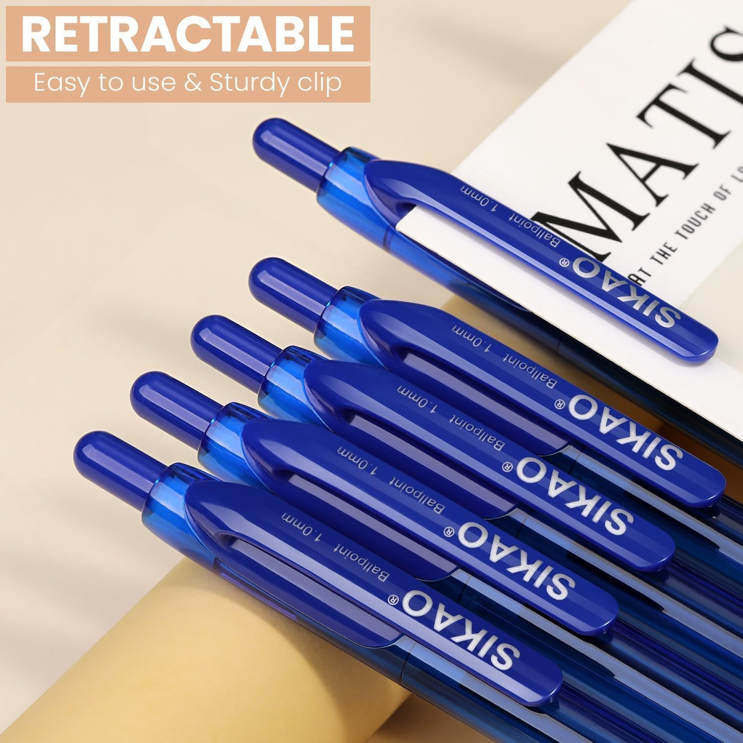 Sikao Black Gel Pens Comfy Grip Retractable Gel Ink Pens, Rollerball Click Journal Pen Fine Point 0.7 Smooth Writing for Office School Work Bulk Pens Box of 60 Pack image number 3