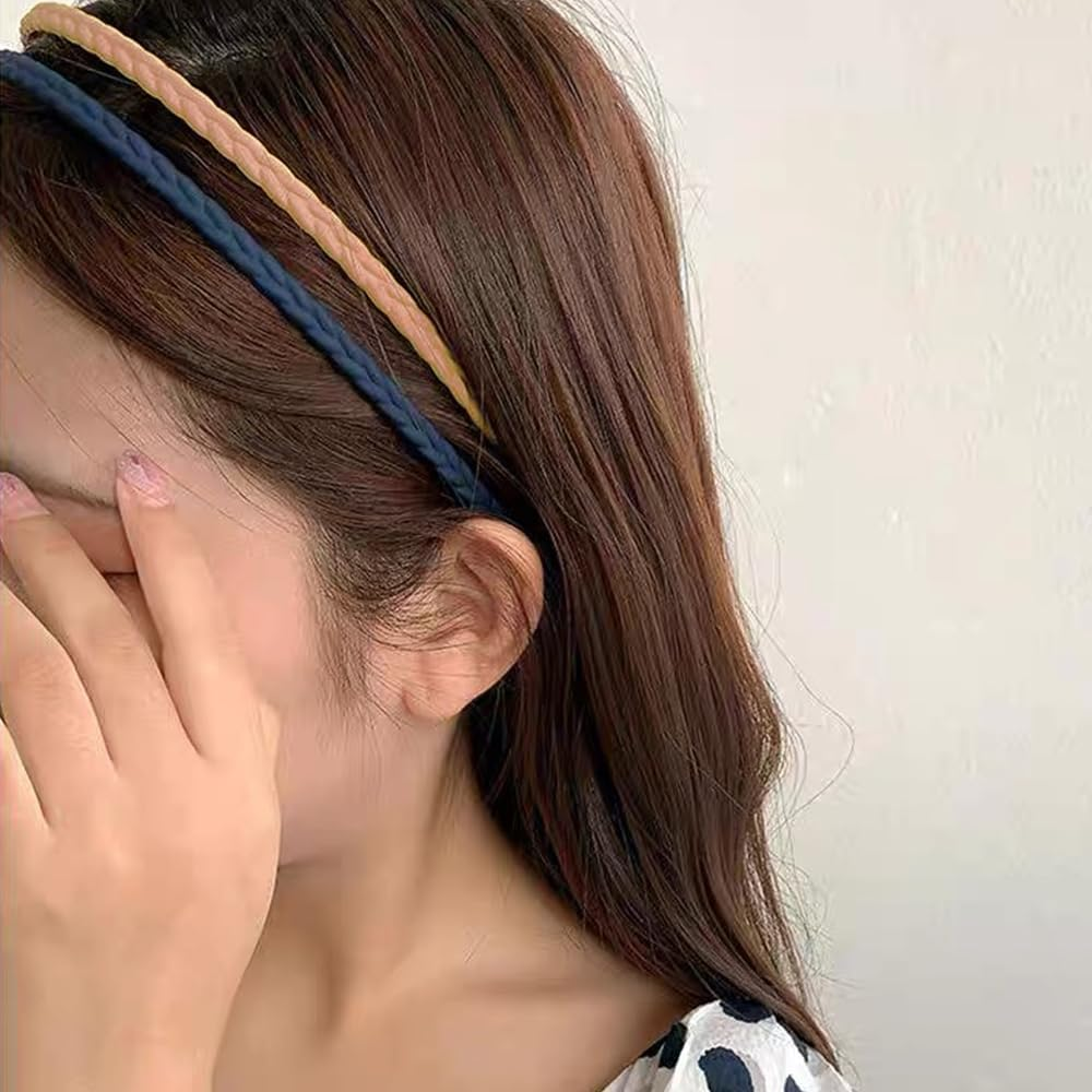 Visxcnu Pack of 6 Thin Hair Bands, Plastic Headbands, Multicoloured Headbands, Plastic for Girls and Women image number 1