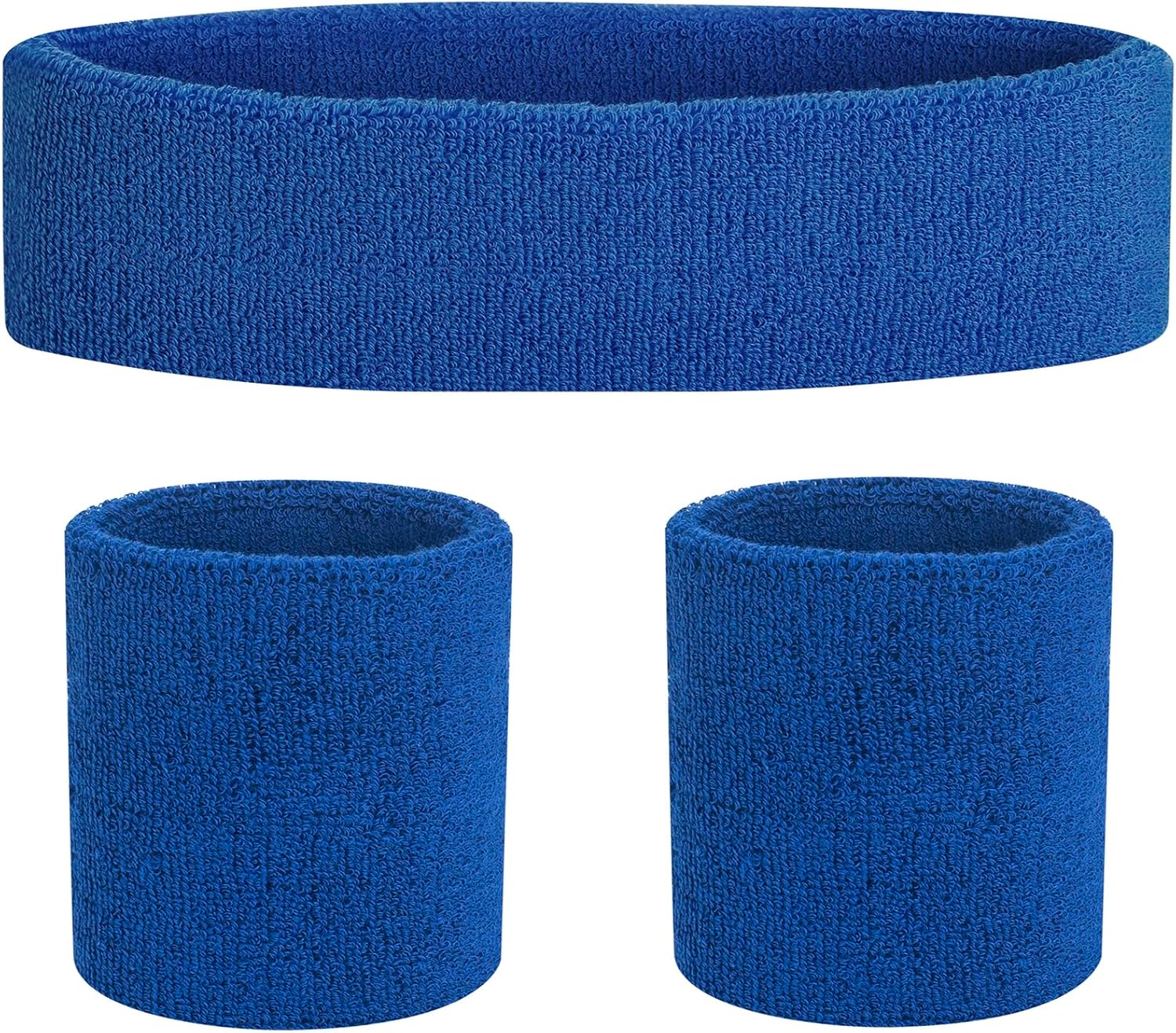 Sweatbands Set, Headband and Wrist Sweatbands Cotton Sweat Band for Athletic Men and Women, Sports Headbands for Fitness Yoga Running