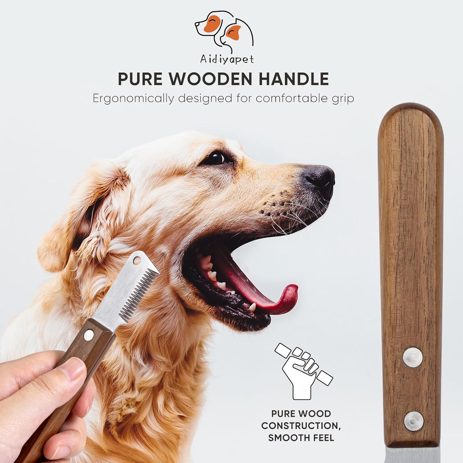 Dog Trimming Knife Stripping Knife Ergonomic Undercoat Top Hair Trim Knife Made of Hardened and Ground Stainless Steel with Ergonomically Shaped (Brown) image number 5