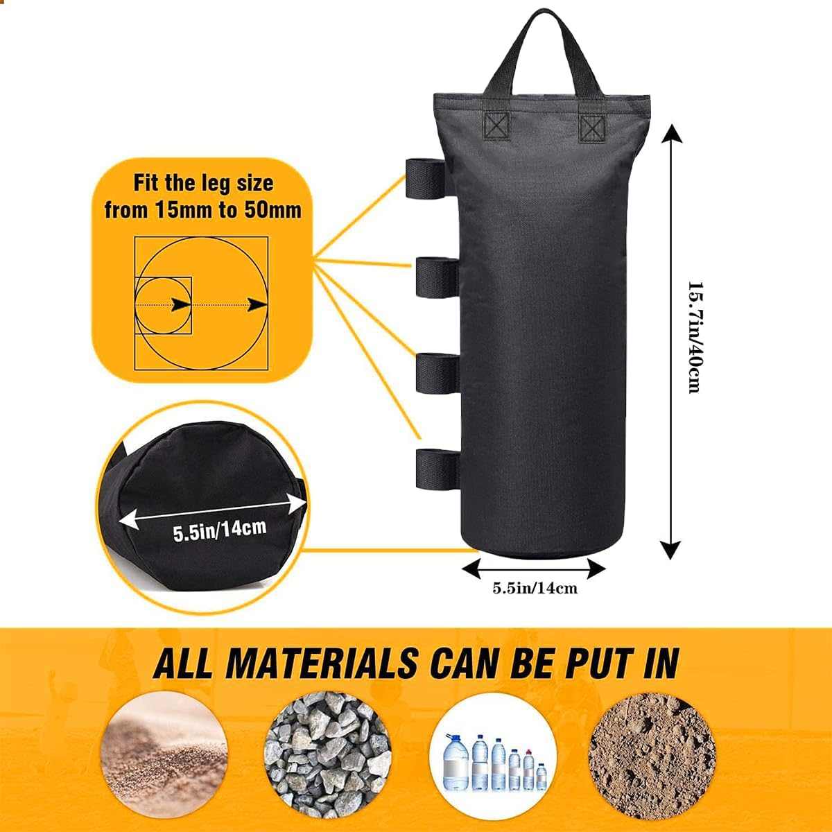 Ikerall Canopy Weights Bag Leg Weight for Pop up Canopy Tent, Sand Bags for Patio Umbrella Instant Outdoor Sun Shelter (Black) - Blue image number 5