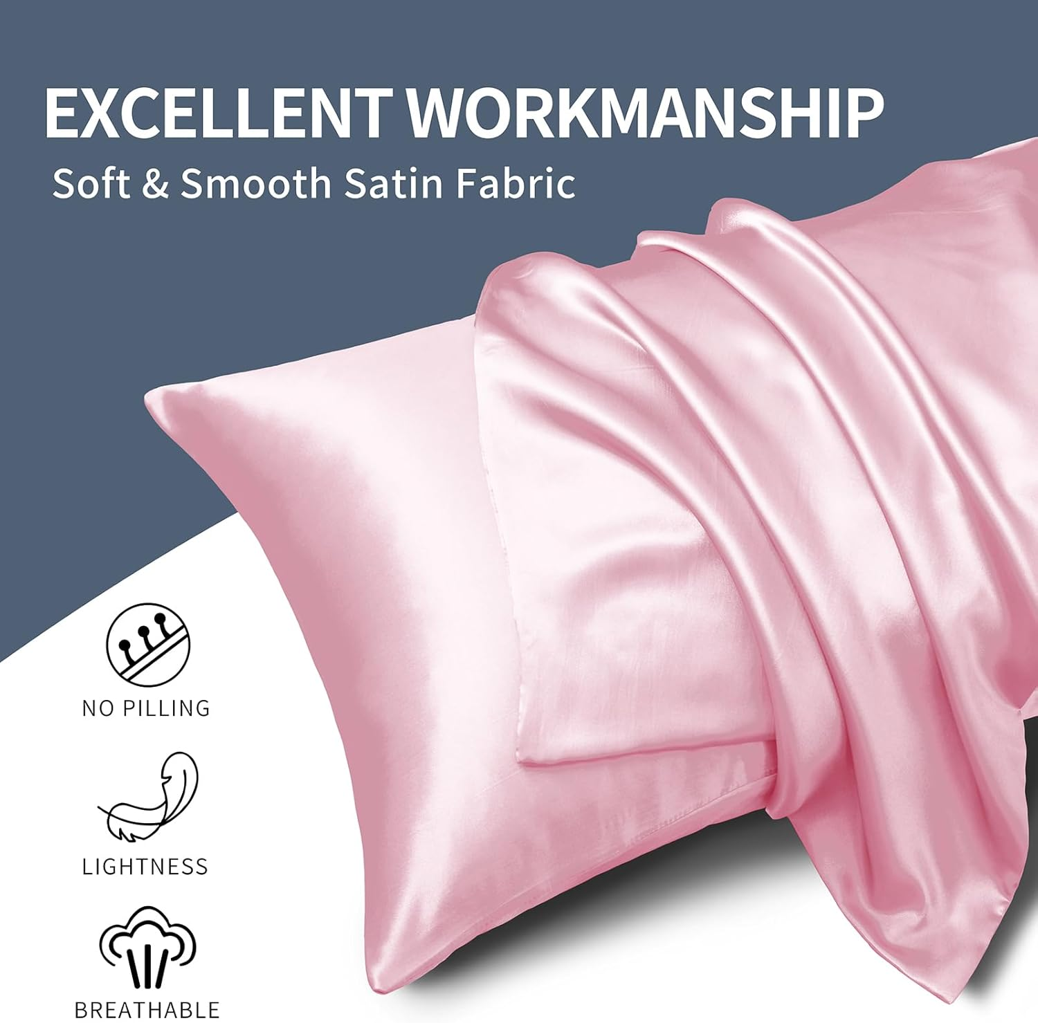 Horbaunal 5 Pieces Satin Duvet Cover Set Queen/Full Size Blush Pink Duvet Cover with Corner Ties & Zipper Closure, Luxury & Silky Bedding Set, 1 Duvet Cover and 4 Pillowcases (No Comforter) image number 5