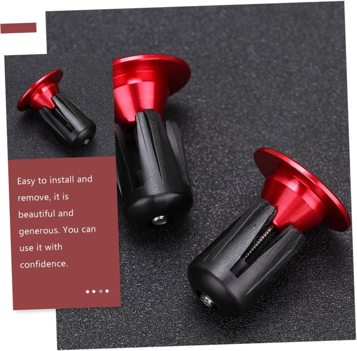 1 Pair Bar End Plugs Aluminum Handlebar End Caps - Handlebar Plug for Most Road, Mountain Bike (Red) image number 4