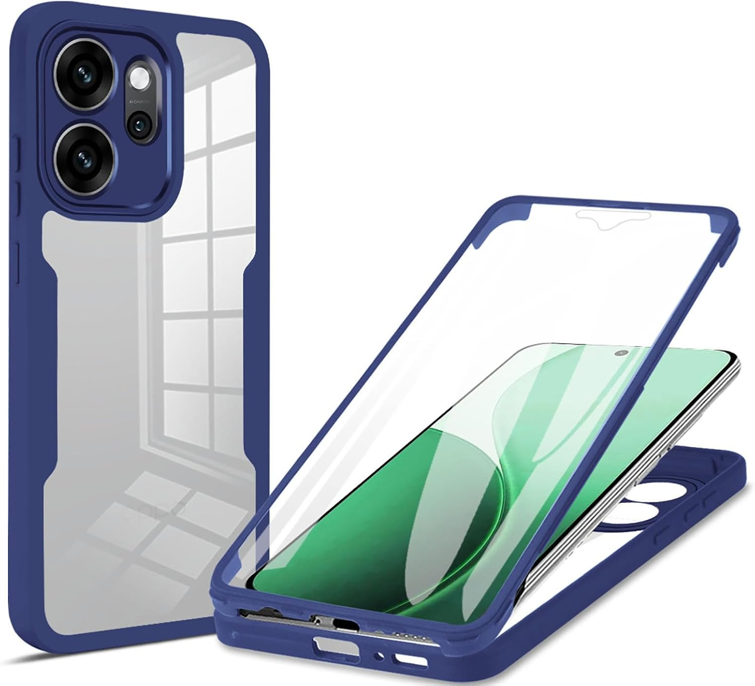 ILING Trasparente Case for OPPO Reno 14 Pro 5G (Reno14 Pro 5G), 360&deg; Full Body Protection Shockproof Cover with Built-In Screen Protector, Ultra Thin Hard PC Silicone TPU Bumper Case (Pink)