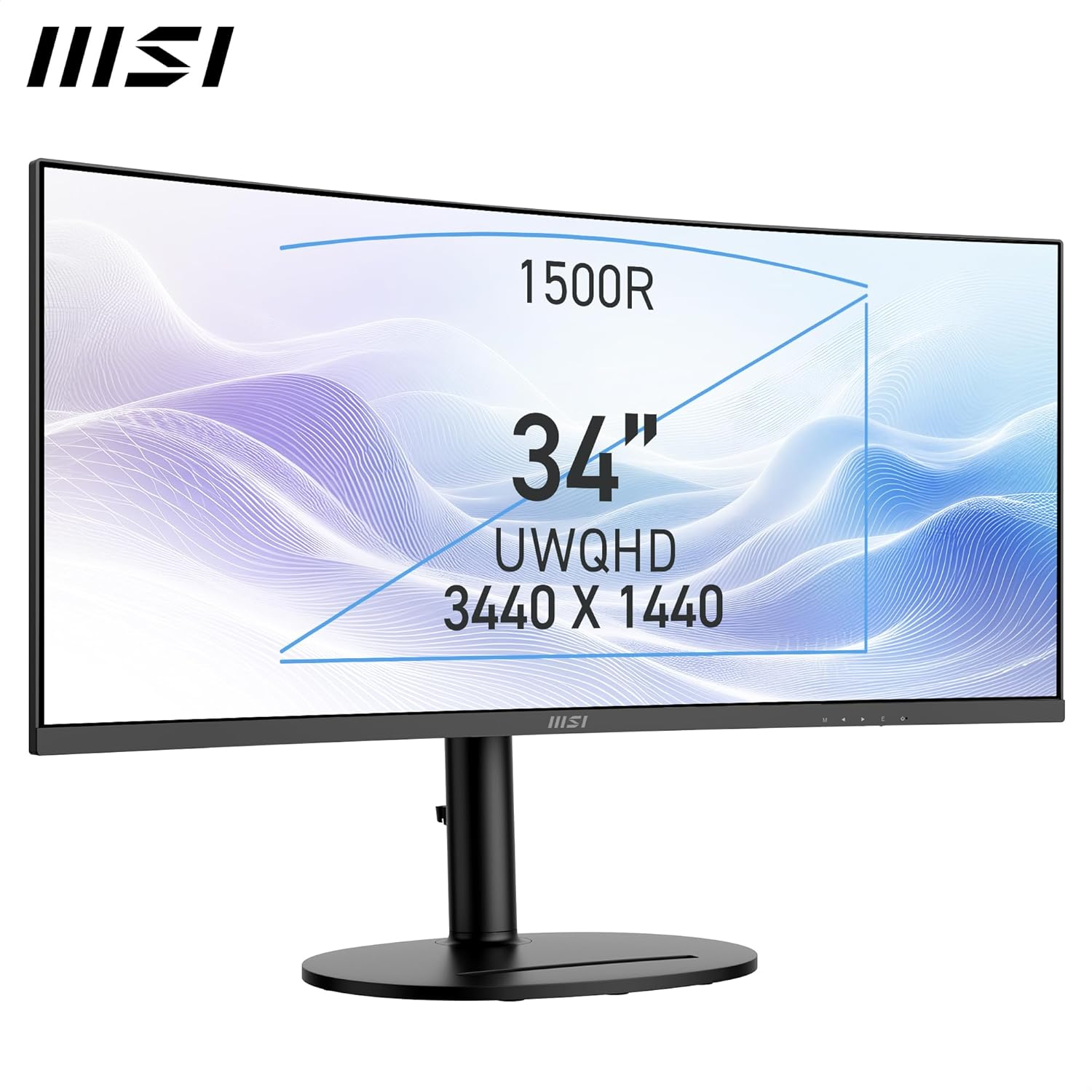 MSI Modern MD342CQP 34" Ultrawide USB-C 98W PD Height Adjustable Curved Professional Monitor, WUQHD 3440X1440, VA, Frameless, 120Hz, 1Ms, 2Xhdmi&Dp Port, KVM, USB Hub 2A1B, Speakers, VESA, Black