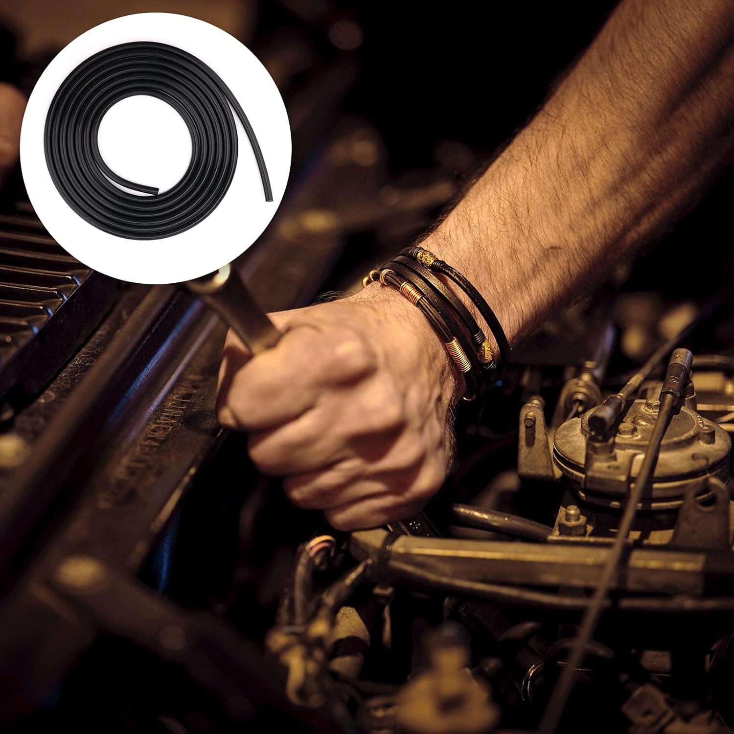 AIEX 1/8Inch Inner Diameter 10Ft High Temperature Silicone Vacuum Tubing Hose, High Performance Automotive Replacement Vacuum Hose Line for Vehicle Radiator Use (Black, 3Mm) image number 3