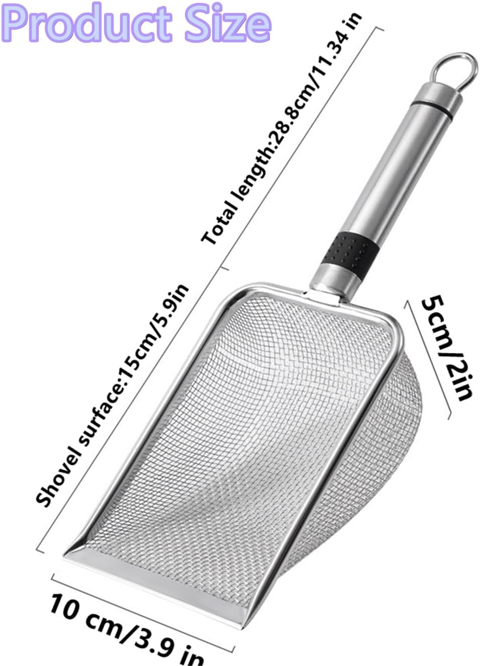 Stainless Steel Cat Litter Scoop,Stainless Steel Fine Mesh Sand Shovel,Cat Feces Screening Clean Shovel image number 6