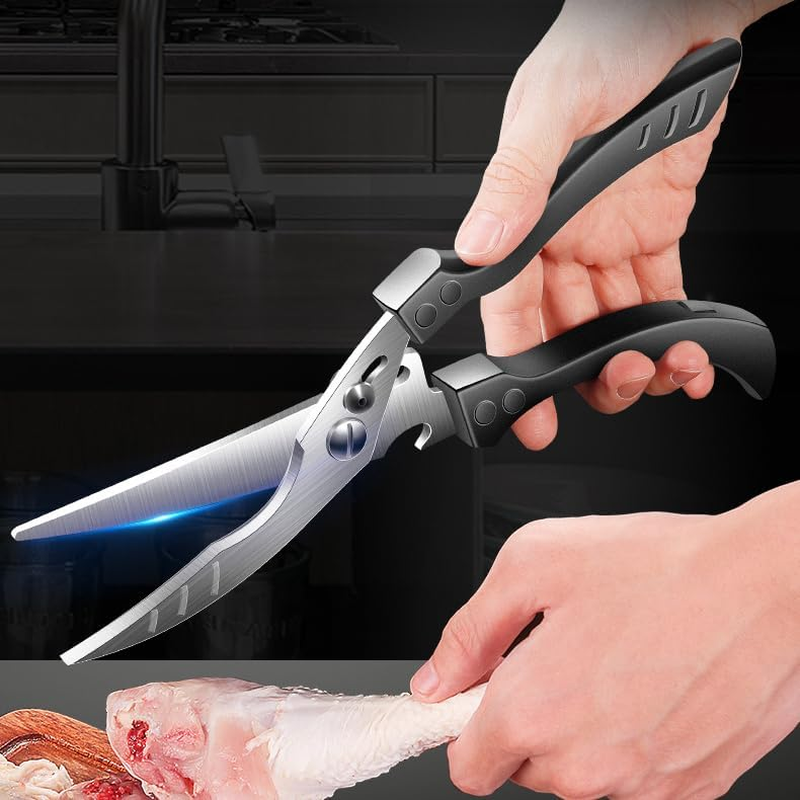 Heavy Duty Kitchen Chicken Shears with Anti-Slip Handle & Safety Lock Rust Proof Bone Cutting Scissors for Cutting Chicken & Chopping Vegetables image number 5