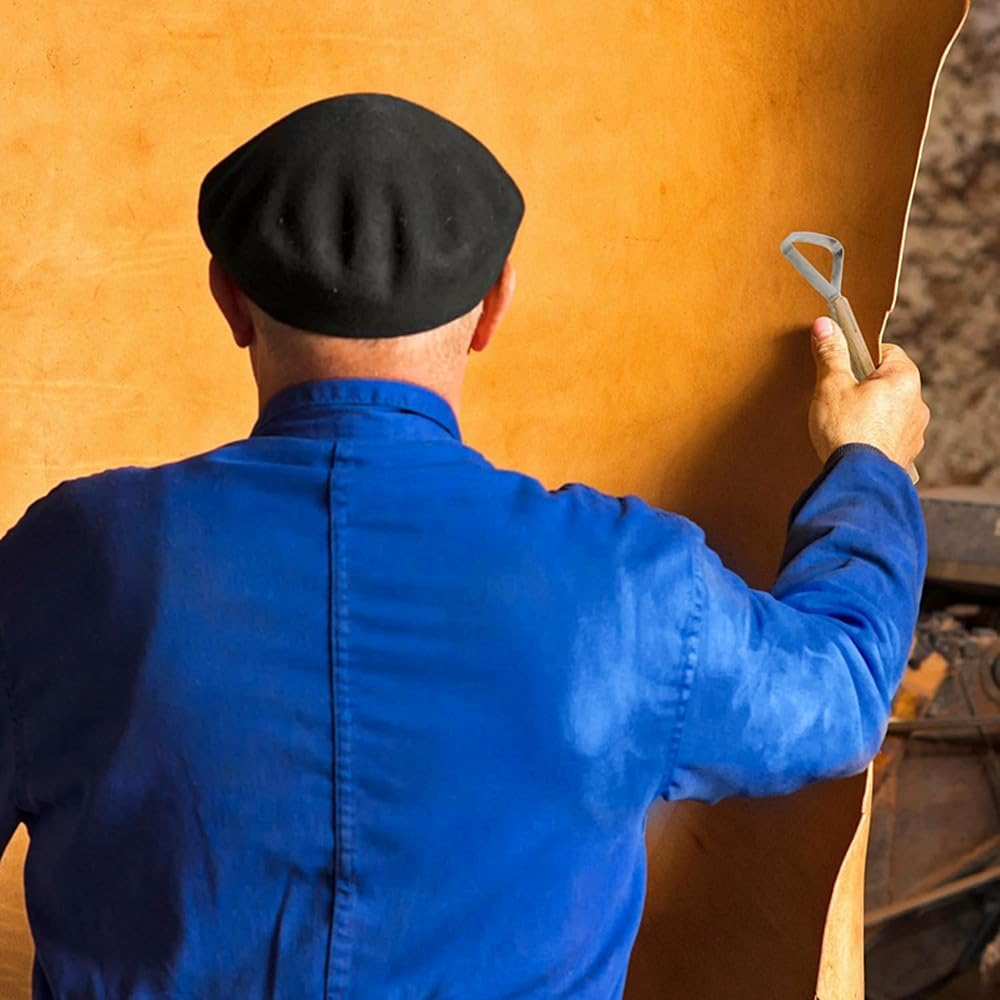 Walquicks 1PC Stainless Steel Pelt Scraper Tool - Heavy Duty Hide Flesher for Leather Making, Hide Tanning, Pelt Scraper Tool, Durable Scraper Tool Hide Tanning Kit image number 3