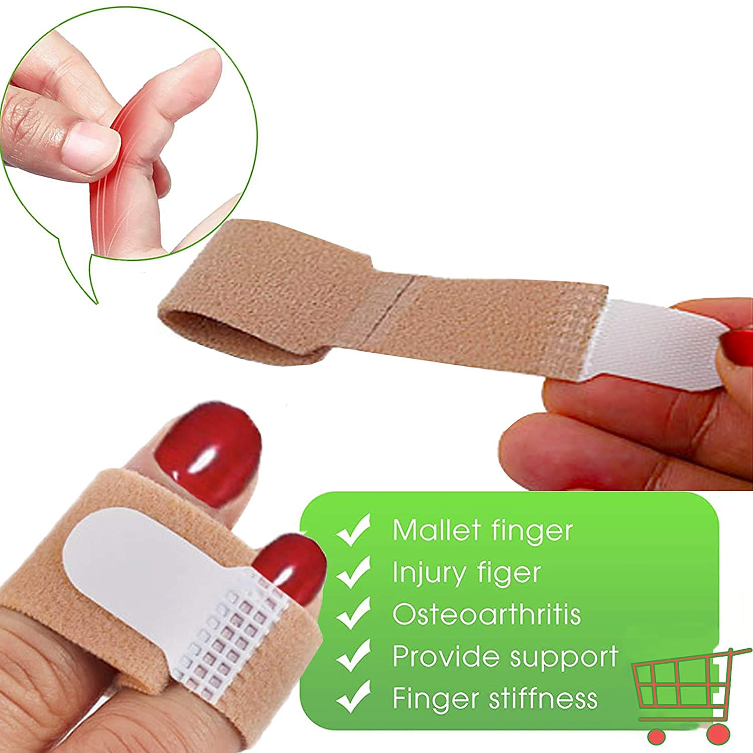 Reppkyh Buddy Finger Wraps, Pack of 8 Finger Tapes for Broken, Sprained, Fractured Finger, Finger Straps for Jammed image number 1