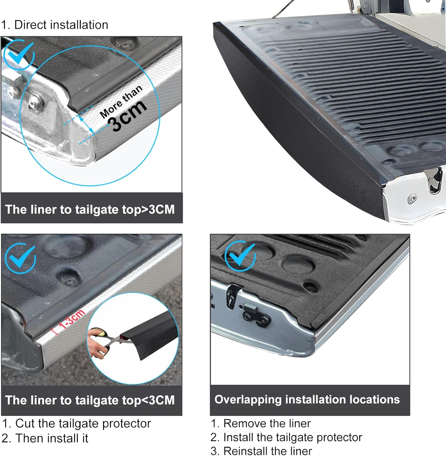 SUERAUTO4X4 Tailgate Protector Cover for Nissan Navara NP300 D23 2021-2024 Accessories PRO-4X ST-X ST SL, Rear Tailgate Rail Guard Cap Trim Car Exterior Textured Matte Black ABS image number 2