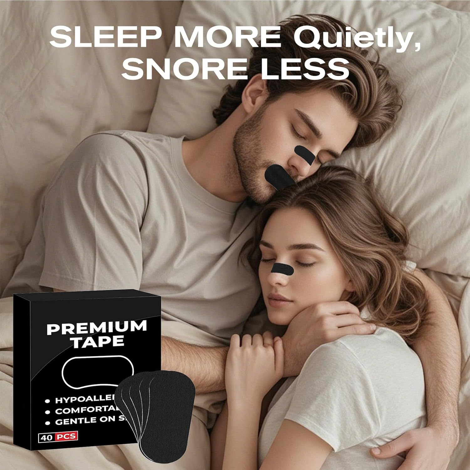 Mouth Tape for Sleeping-40 Pack , anti Snoring Sleep Tape, Extra Strength Nasal Strips, Breathability&Adhesion, Comfortable Adhesive for Sleep and Gentle Skin Tape, Reduce Snoring Solution Sleep Strips