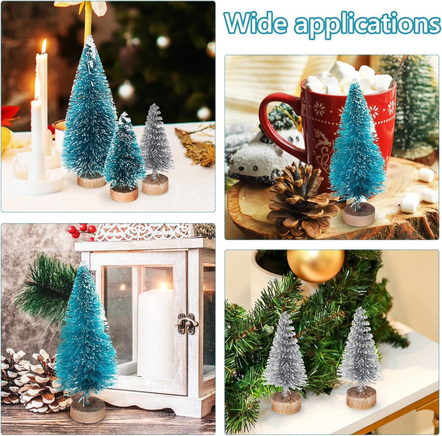 Ciieeo 84Pcs Mini Sisal Frost Trees Plastic Christmas Trees Ornaments for Desktop and Use image number 6