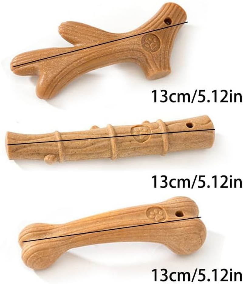 3Pcs Wooden Antlers Design Durable Dog Chew Toys Tough Dog Grinding Teeth Toys image number 1
