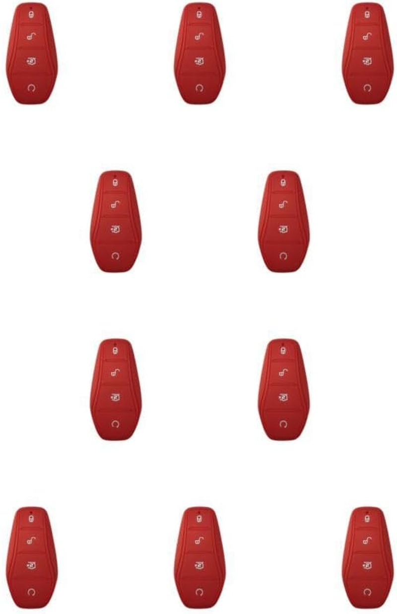 10 Set of Impact-Resistant Silicone Key Case for BYD Atto No Blocking Signal Scratch-Proof No Cap for BYD Atto Silica Gel Red 9 X 5Cm, Red 9 X 5Cm, 10Set image number 3