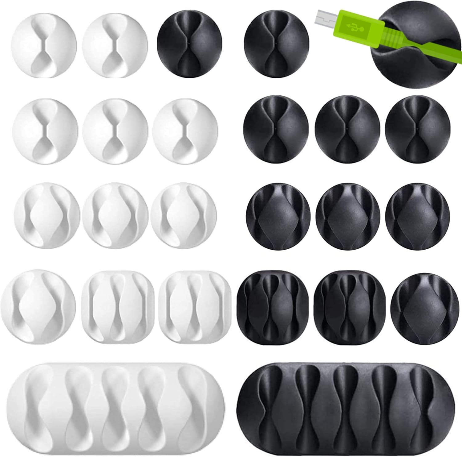Nexttrenddot Cable Management 24 Pack Clips Cord Organizer Adhesive Hooks for Office Home Desks Multipurpose Pen Brush Holder