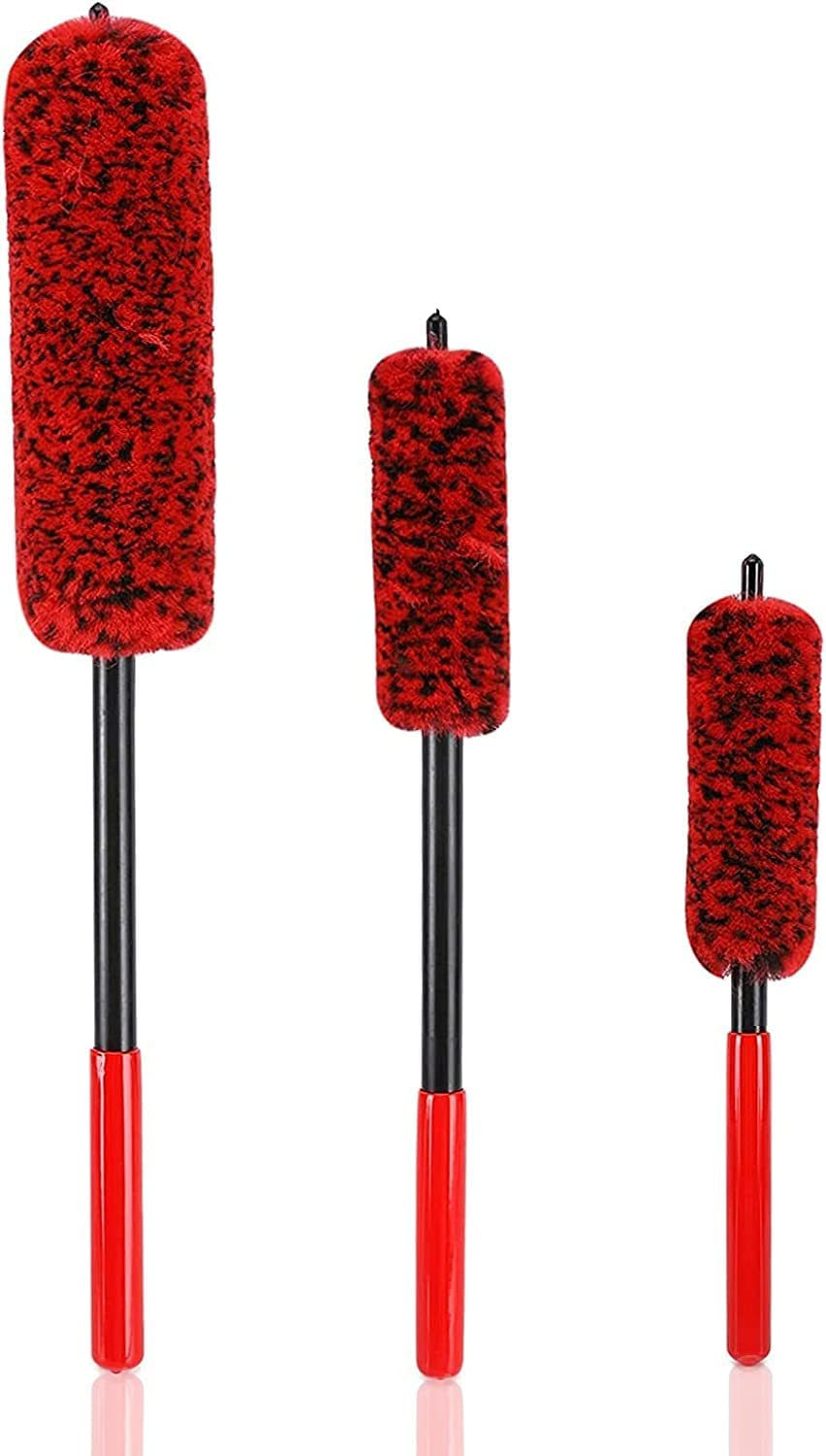 3 PCS Car Wheel Cleaning Kit, Soft Wheel Woolies Cleaning Brush, Detailing Brush for Cleaning Wheels, Rims, Fenders image number 6