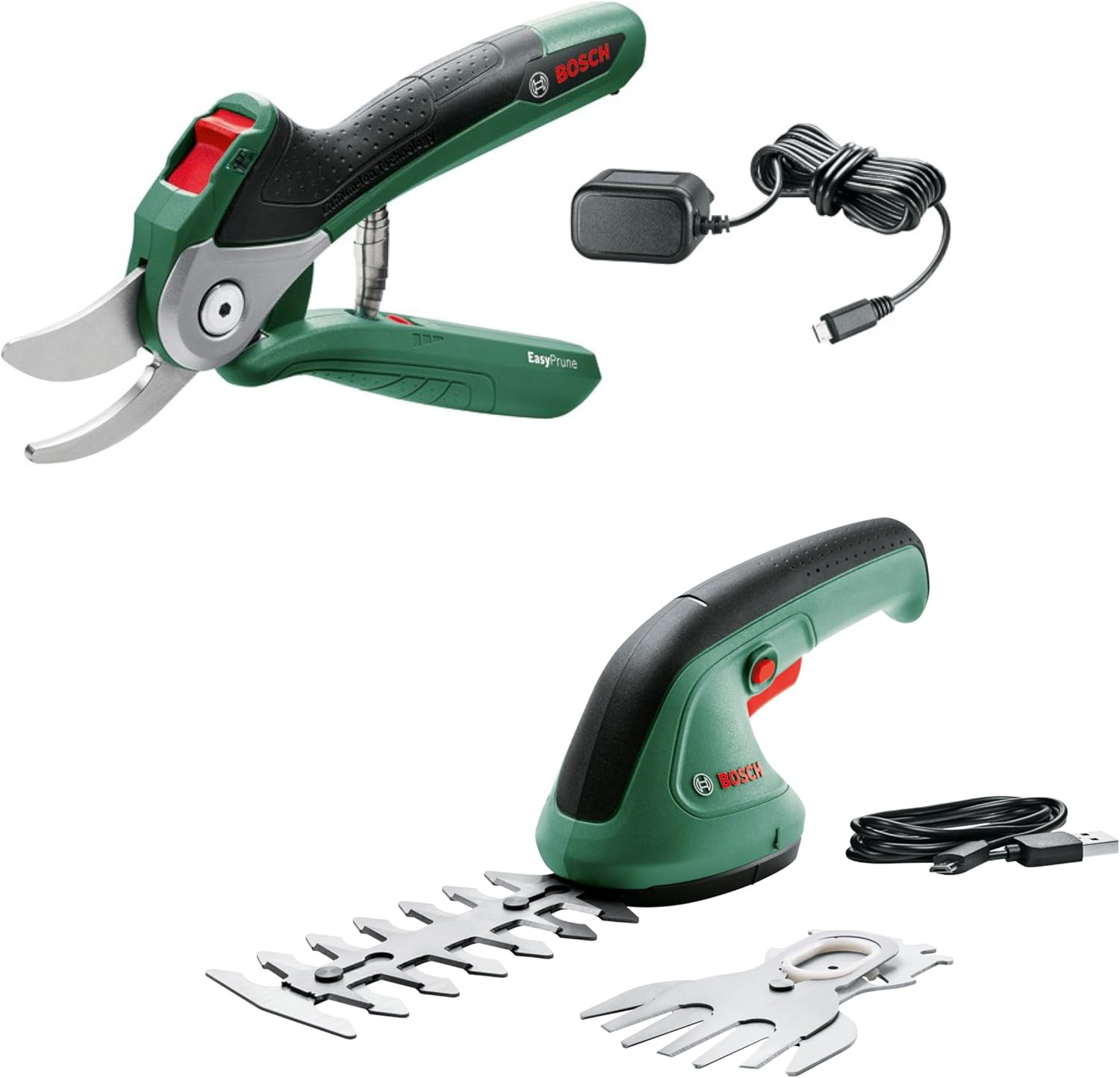 Bosch Home & Garden Bosch Cordless Garden Shear Set + Cordless Powered Secateurs (Integrated 3.6V, Micro USB)