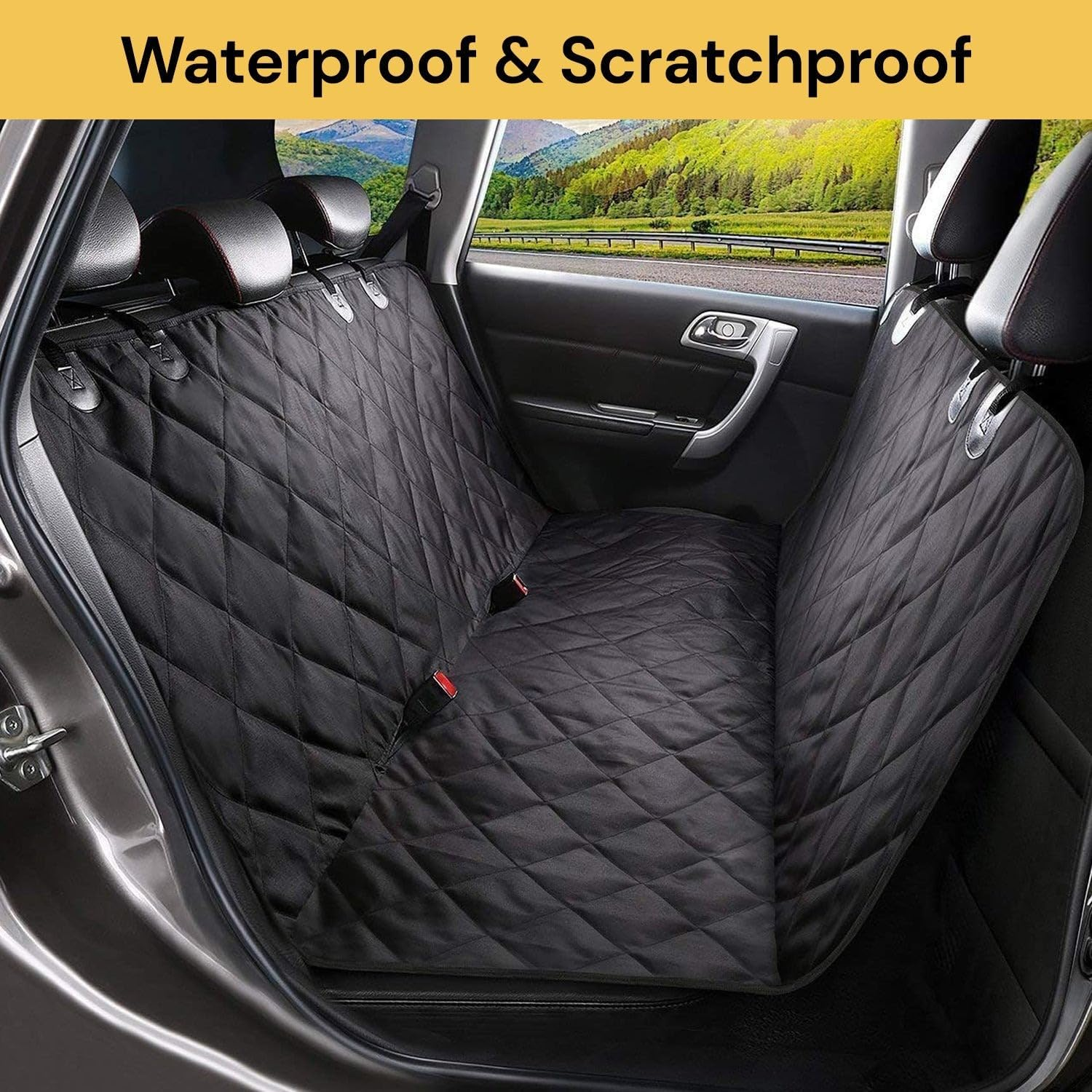 Spendeal Dog Car Seat Cover for Pets Waterproof Seat Cover Hammock 600D Heavy Duty Scratch Proof Nonslip Durable Soft Back Seat Covers Fits Middle Armrest for Cars Trucks and Suvs (175 X 144 Cm) image number 5