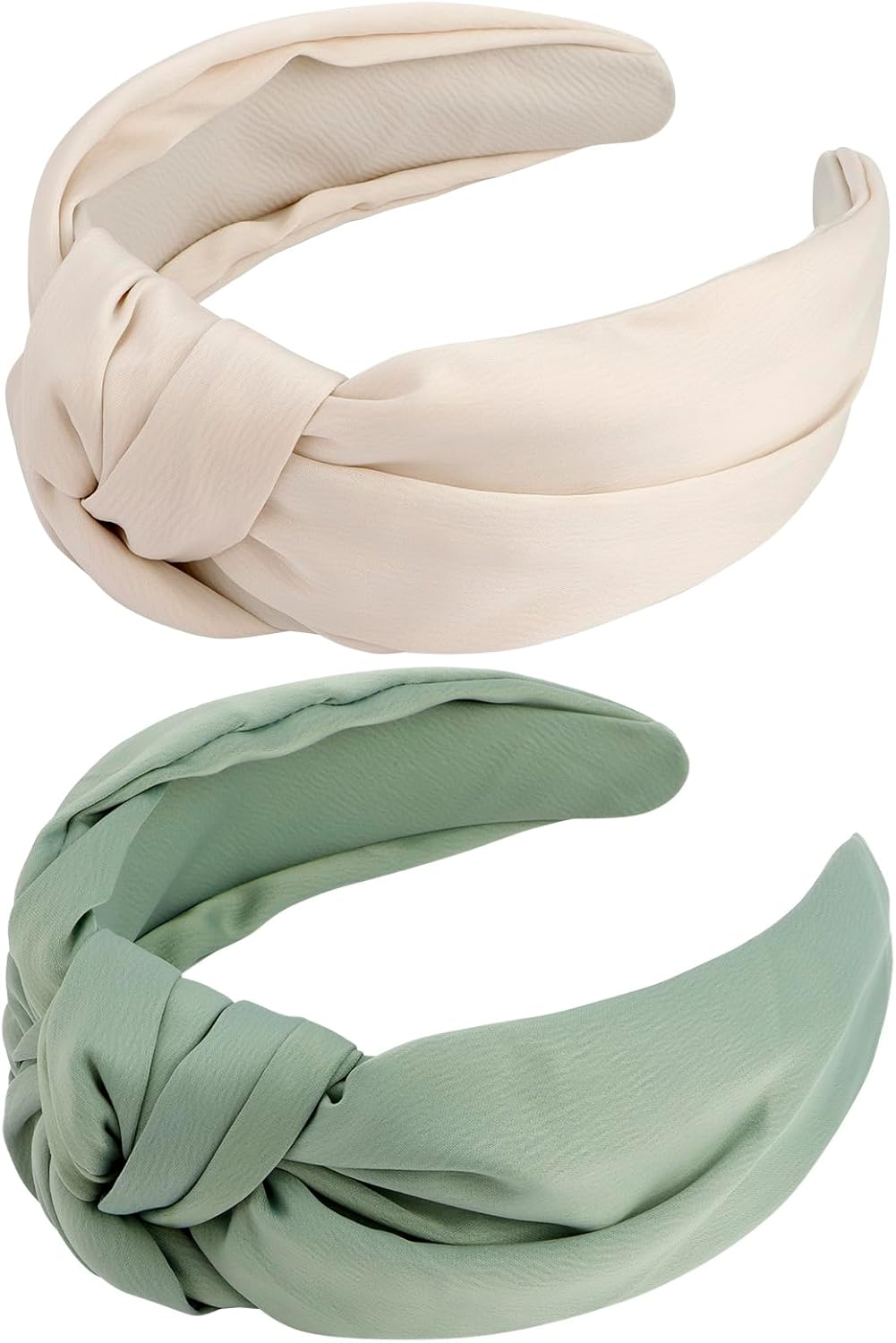 VELSCRUN Headbands, 2 Pcs Wide Knotted Hairbands for Women in Pink and Red, Satin Hair Accessories for Washing Face, Hairbands for Women, Hairband Gifts for Women Gilrs