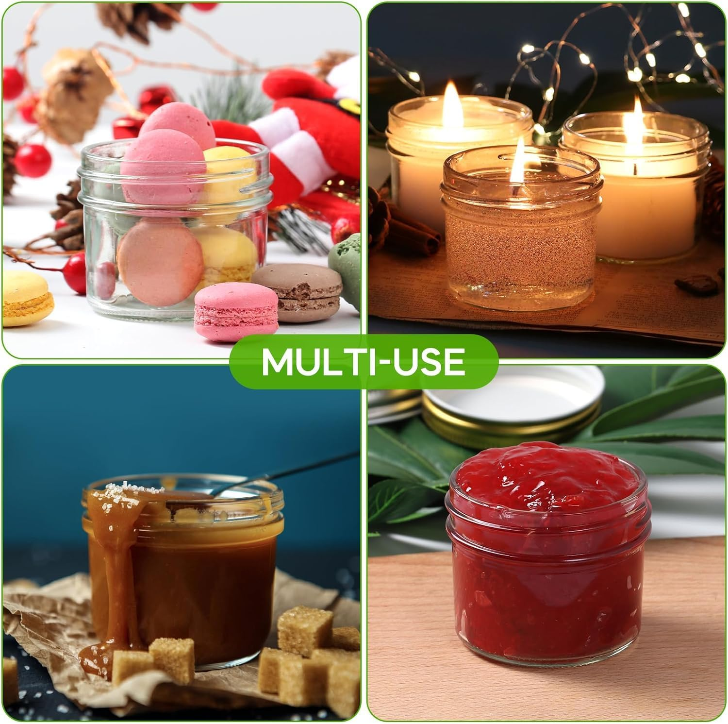 12 Pack 4 Oz Glass Jars with Golden Lids, Regular Mouth Mini Mason Jar, Canning Jars for Baby Food, Honey, Jam, Jelly, Wedding Favor, Shower Favor, Body Butters, Spice image number 5