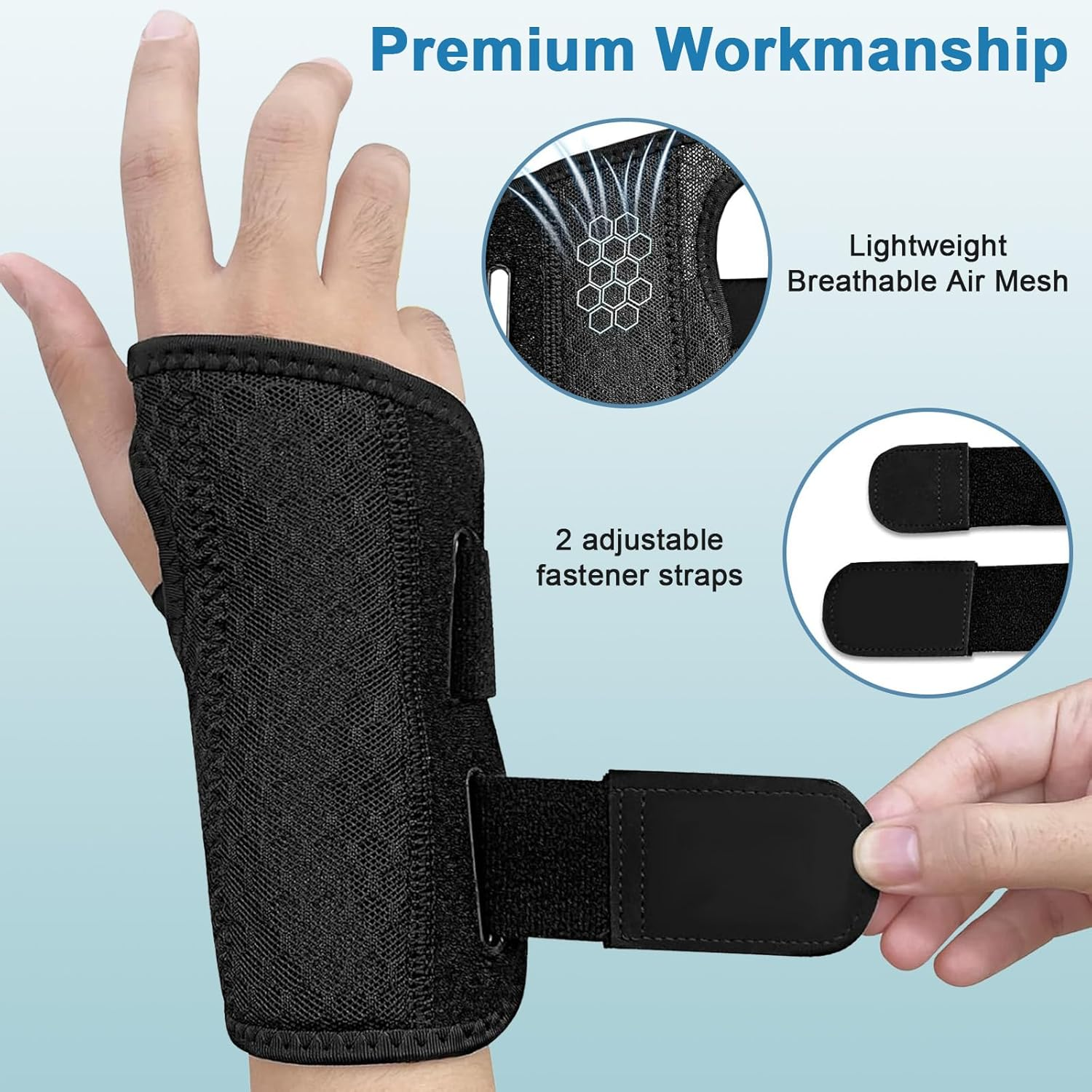 Carpal Tunnel Wrist Brace with Splint, Adjustable Wrist & Hand Support, Relieves Dequervain'S Tenosynovitis, Tendonit, Day & Night Wear for Pain Relief, Fits Left & Right Hand, Men & Women (Right)